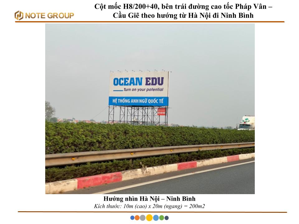 Billboard Cột mốc H8/200+40, Cao tốc Pháp Vân – Cầu Giẽ