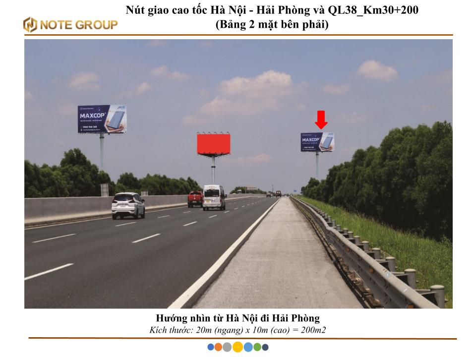 Billboard Nút giao cao tốc Hà Nội – Hải Phòng và QL38 (Bảng 2 mặt bên phải)