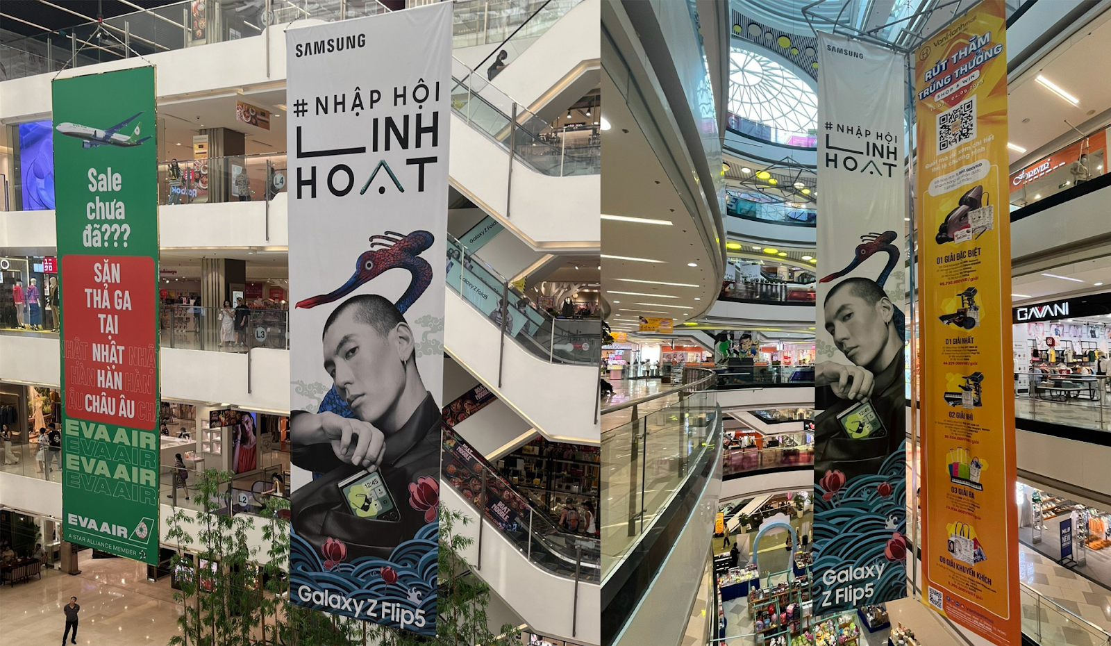 Quảng cáo banner thả trần tại trung tâm thương mại, siêu thị